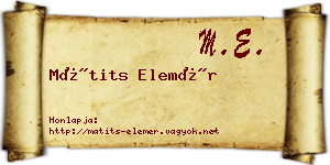Mátits Elemér névjegykártya